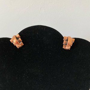Modernist Clip Earrings Vintage Renoir Copper MCM